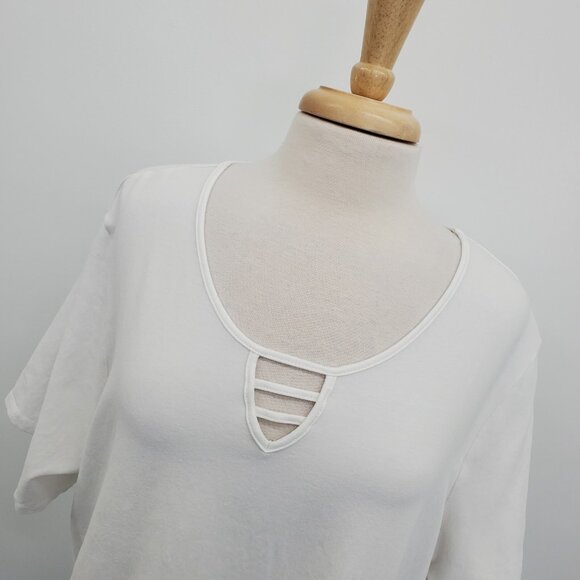 Catherines White Scoop Neck T-Shirt Womens Plus Size 2X Short Sleeve Casual - Picture 5 of 14
